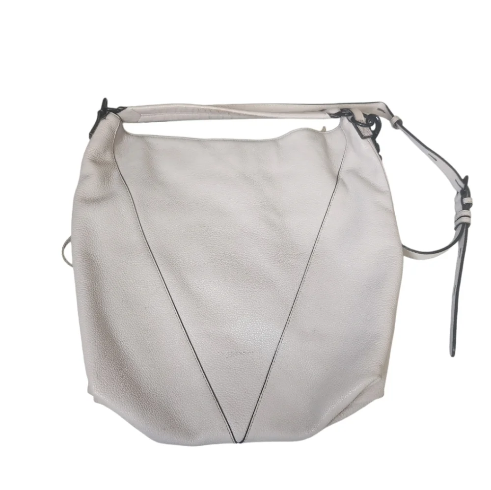 Rebecca Minkoff Gray‎ Leather Hobo Bag Fringe Detail Adjustable Strap